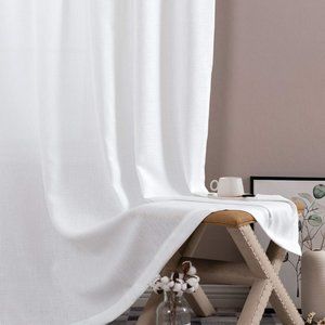 NWOT Jinchan Privacy Semi Sheer White Curtains 90" L - 4 Panels